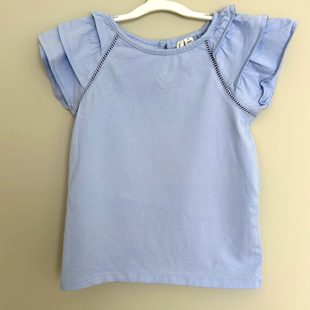 Janie and Jack cotton top. Color soft blue. Almost new.